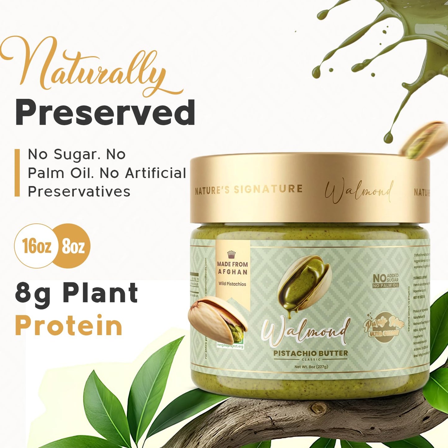 Walmond pistachio butter jar, naturally preserved, 8g plant protein